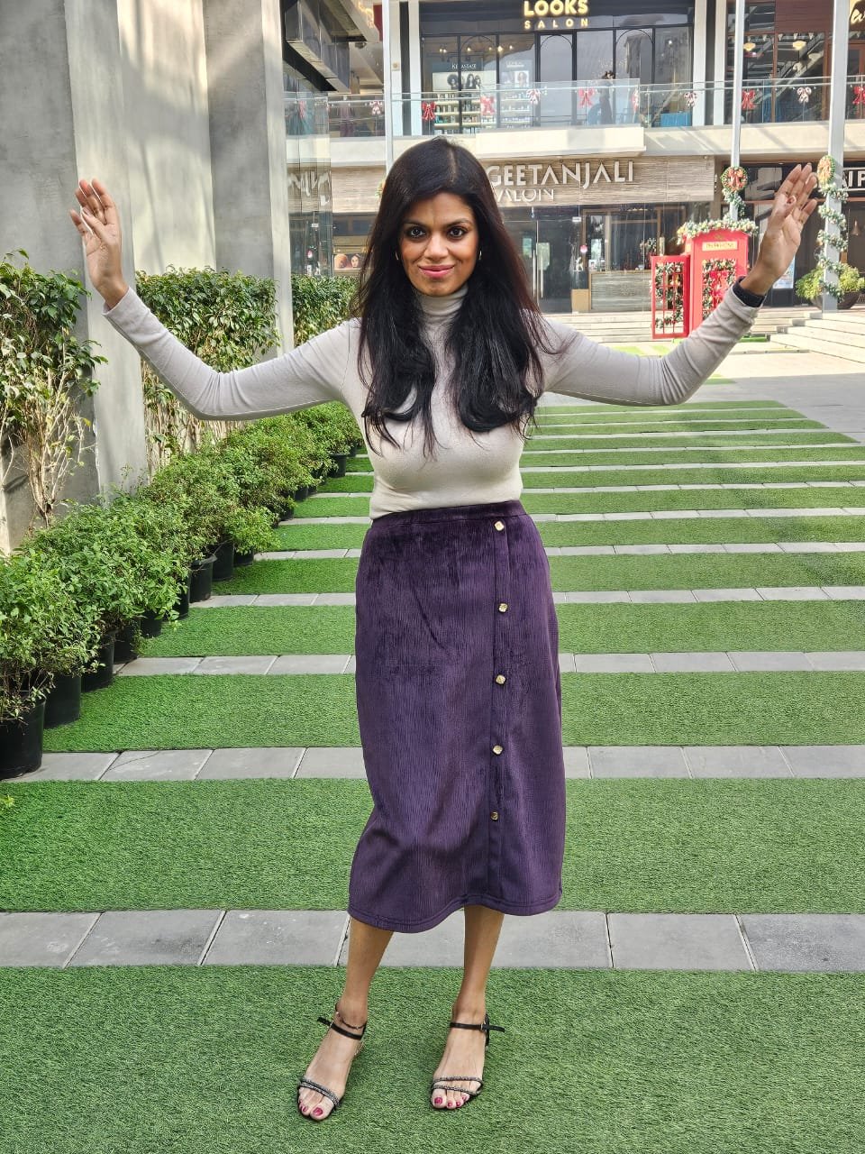 Women High Waist Button Skirt | Winter Corduroy Long Skirt